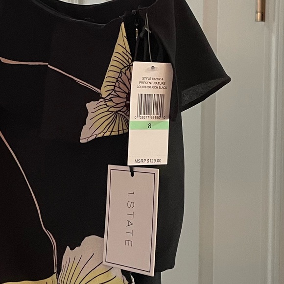 1.STATE Black & Floral One Shoulder Ruffle Midi Dress - Picture 8 of 13